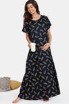 Coucou Maternity Full Length Loungewear Dress With Front Zipper And Discreet Feeding - Dark Navy — thumbnail 4